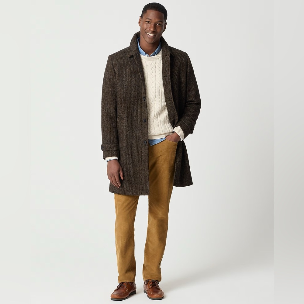 J. CREW Wool-blend herringbone overcoat in Black/Brown Size 40 NWOT $450 CM500